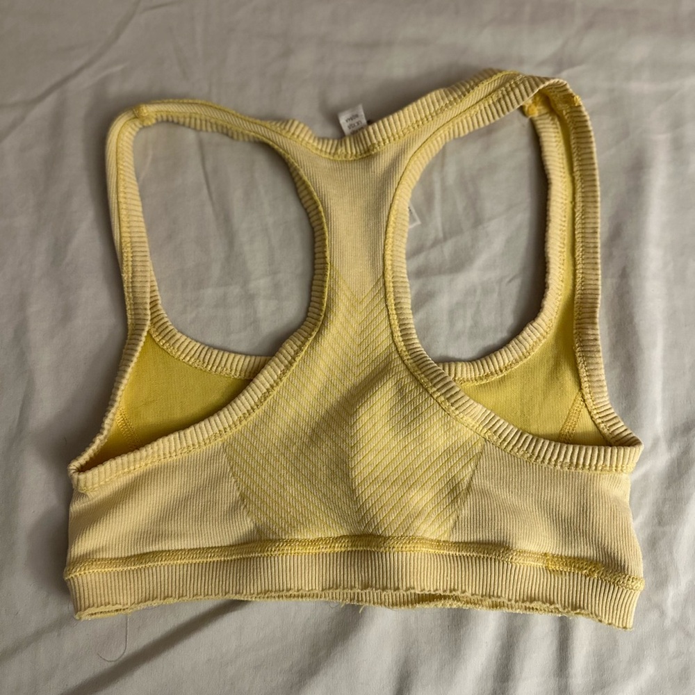 Urban Outfitters Out From Under OFU Ribbed Racerback Sports Bra Yellow, XS/S - Picture 3 of 3